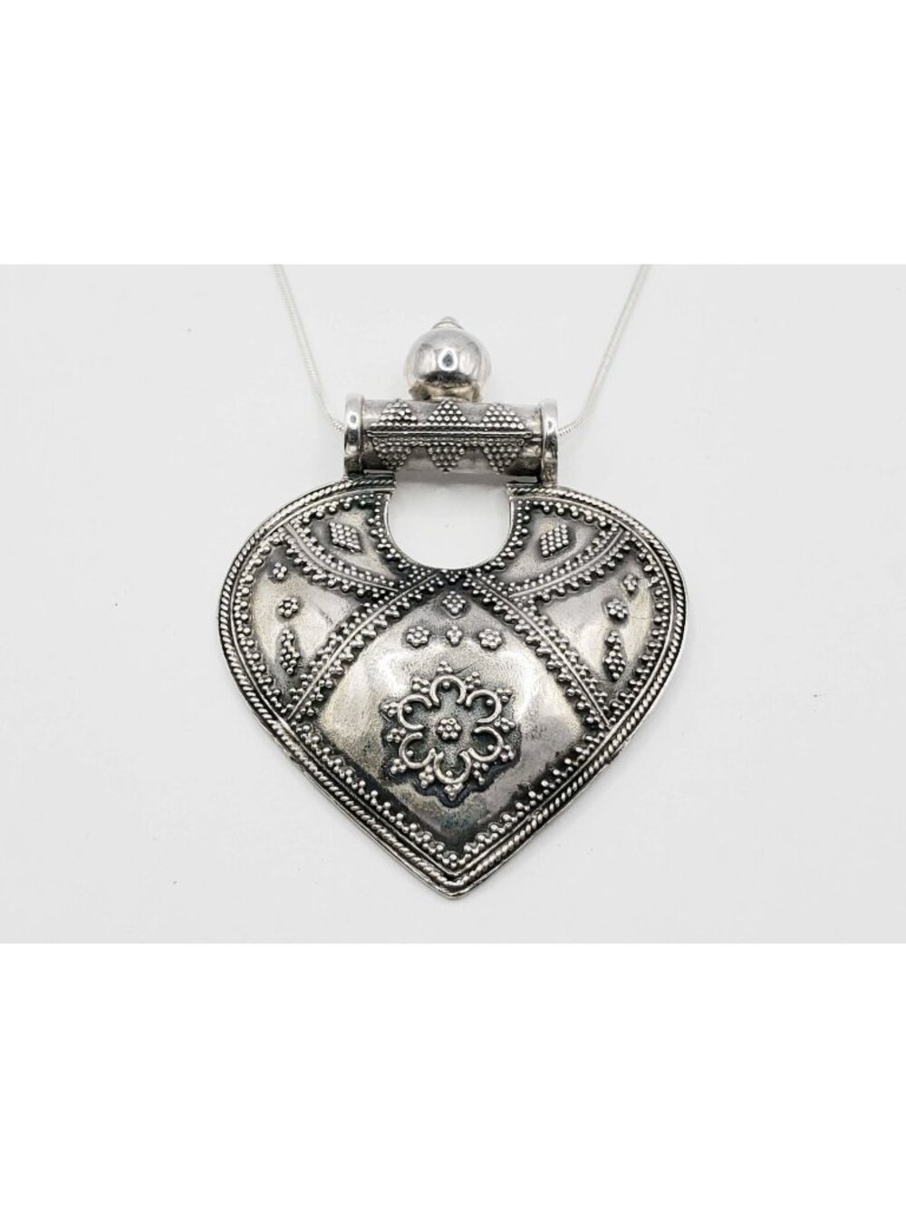 Mighty Heart Pendant Necklace Sterling Silver 16.2 Grams